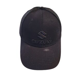 Suzuki Black Mesh Trucker Hat Baseball Cap Men's Adjustable